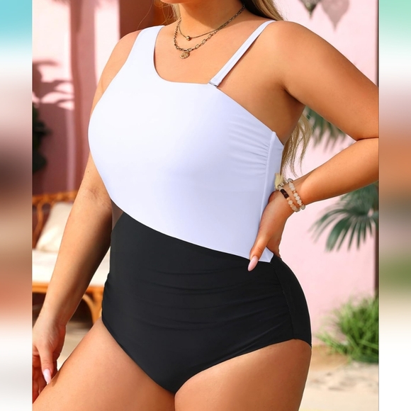 TEMPT ME One Shoulder Mesh Panel Swimsuit - Picture 3 of 8